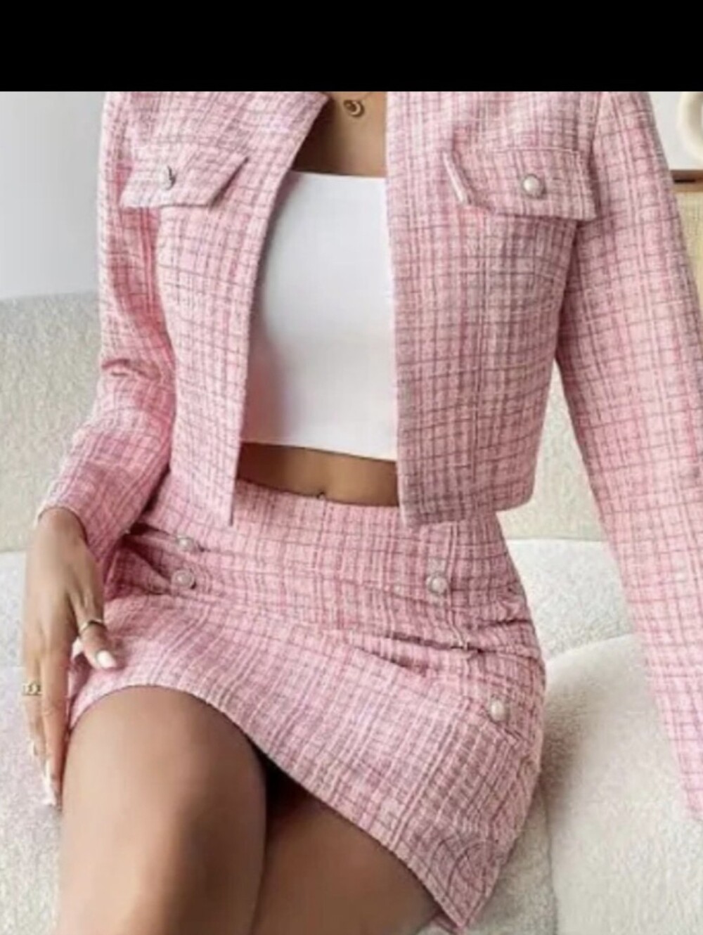 Pink Tweed Blazer & Mini Skirt Set - NWOT Size XS